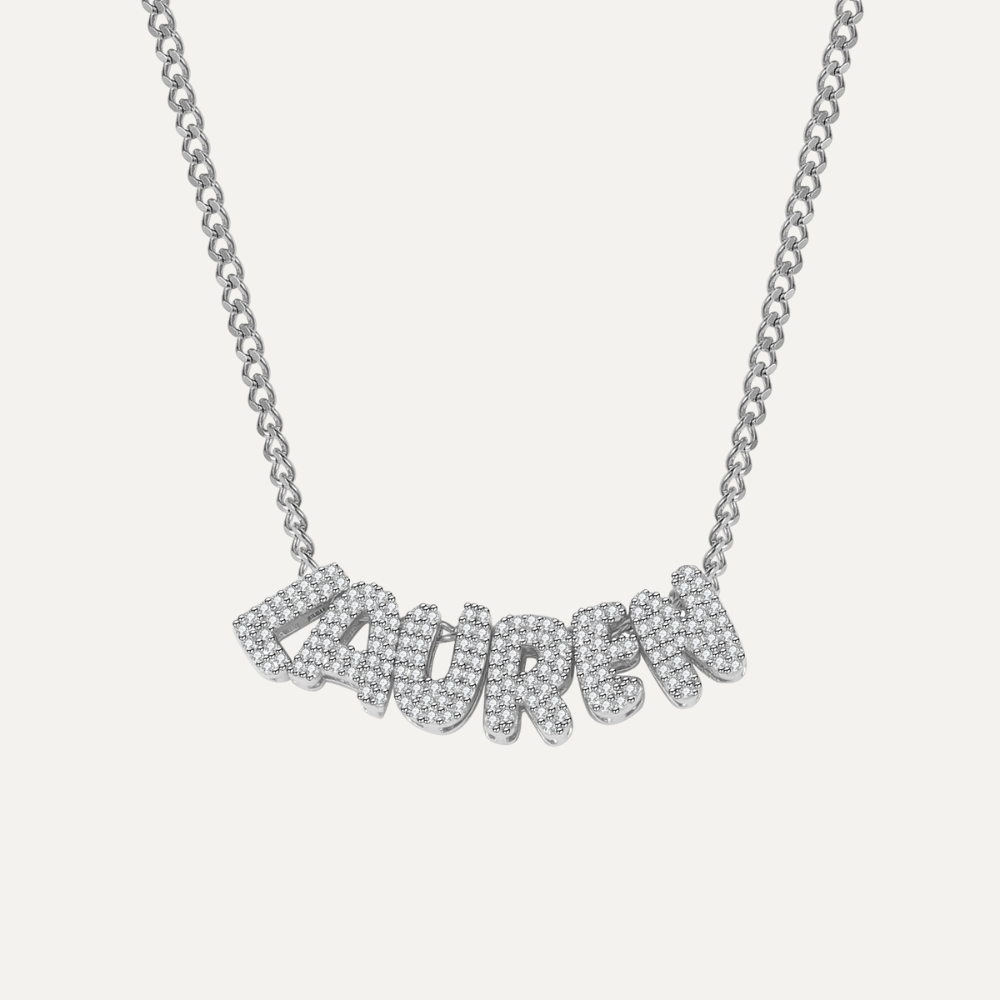 Diamond Name Bubble Necklace