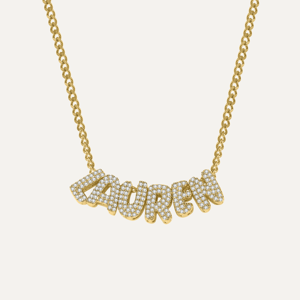 Diamond Name Bubble Necklace